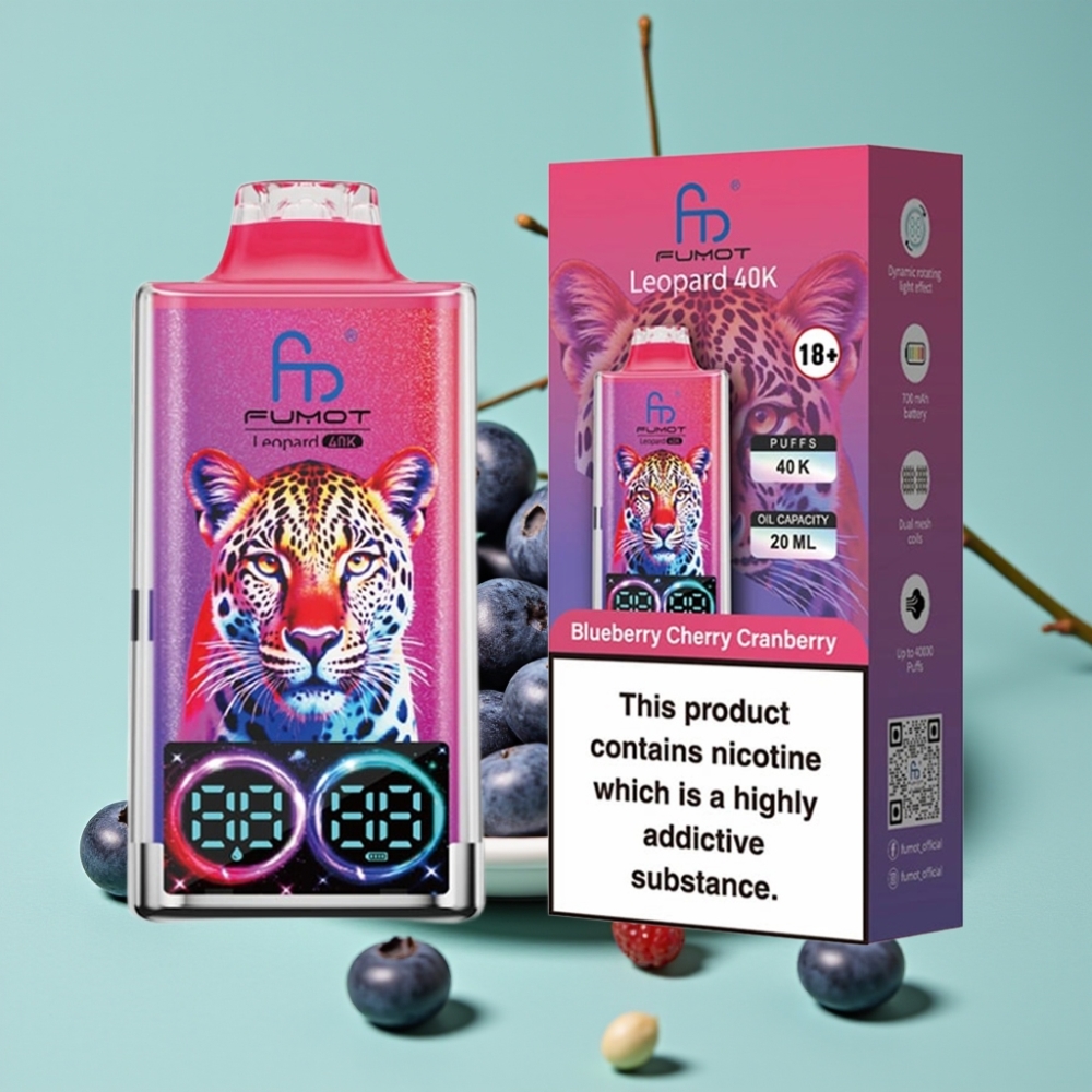 Fumot Leopard 40K Puffs Dual Mesh Type-C Şeftali Vişne Yaban Mersini