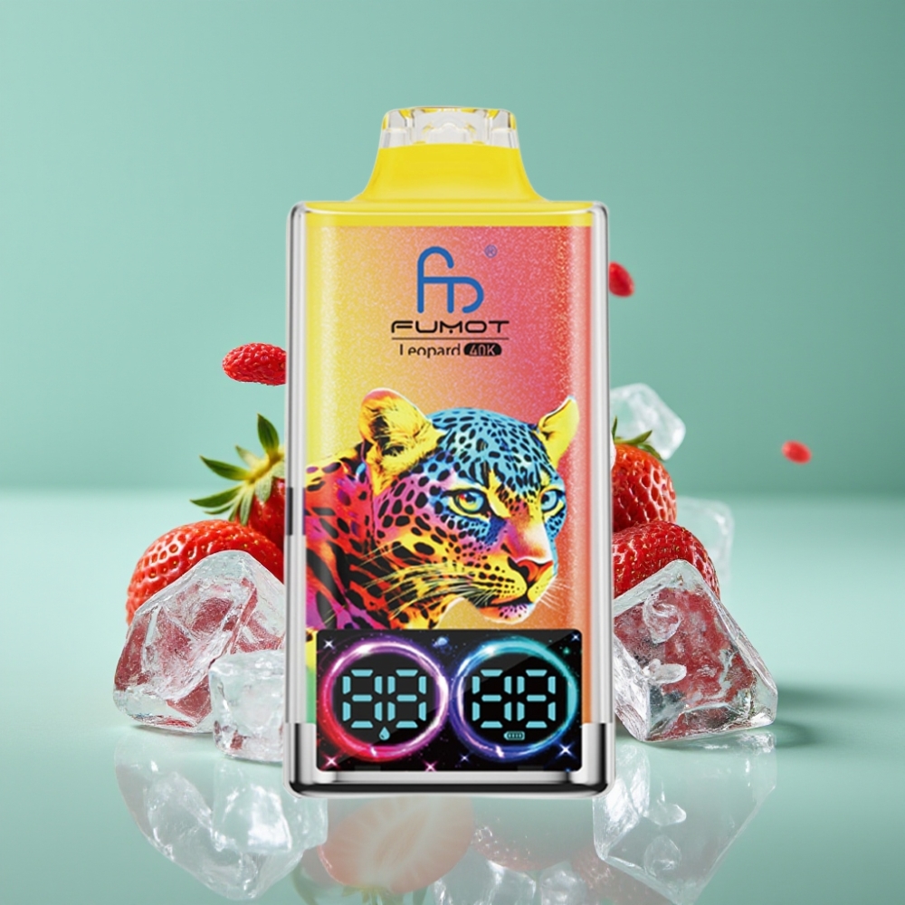 Fumot Leopard 40K Puffs Dual Mesh Çilek Buz Tip-C Şarj Dijital Ekran