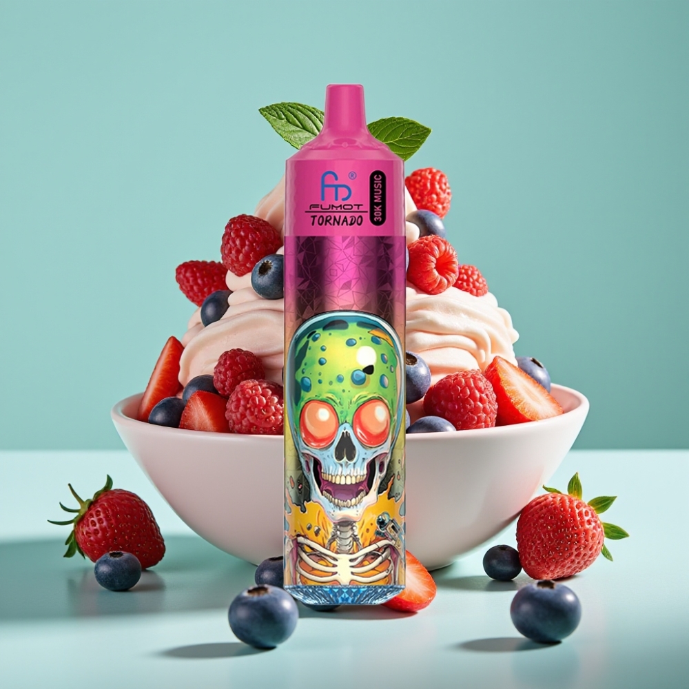Fumot RandM Tornado 30000 Puff 30mL %2/%5 Nikotin 1.0 Ohm Mesh Çilek Ahududu Dondurma
