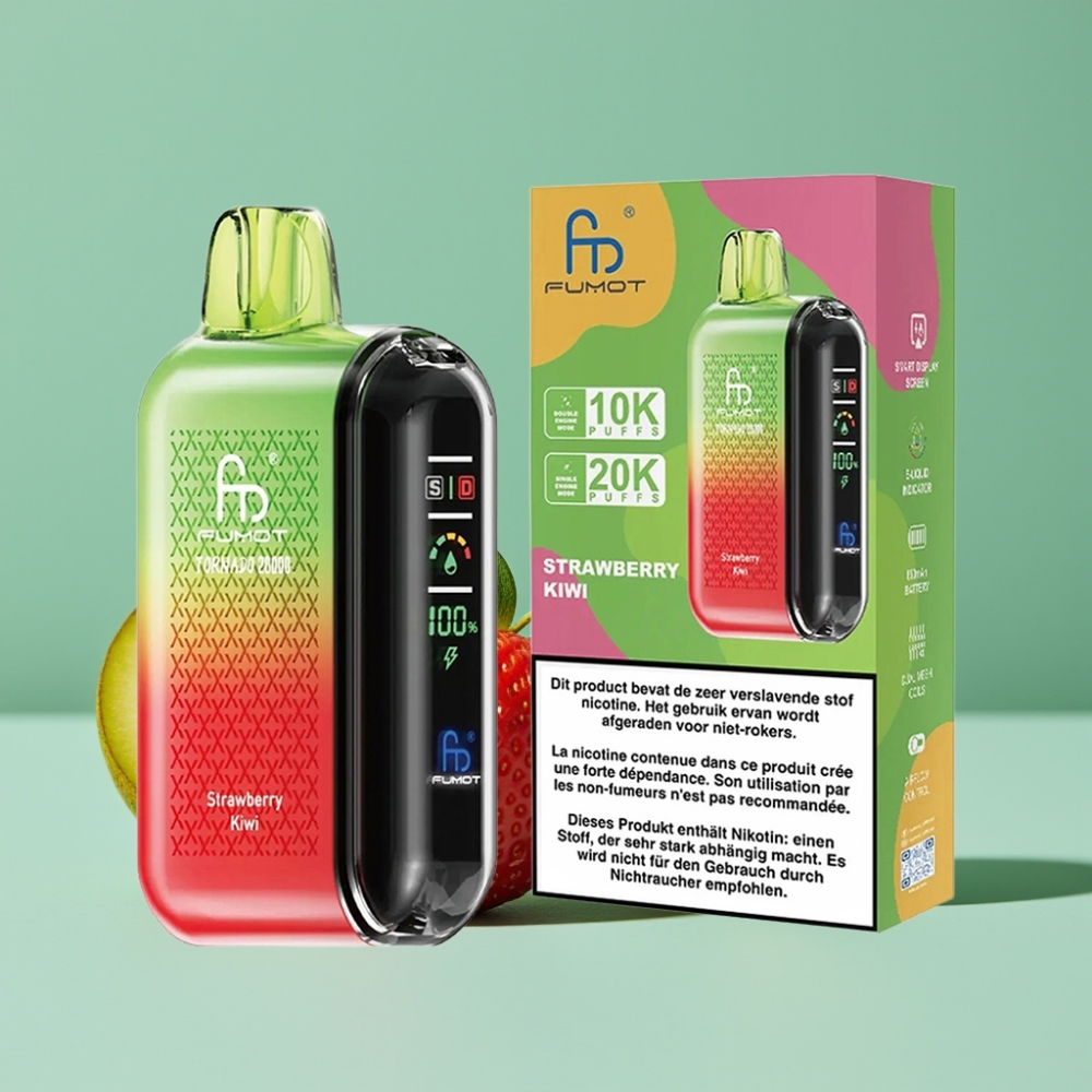 Fumot Tornado 20000 Püf Çift Mesh Coil 20ml Çilek Kivi vape Türkiye toptan