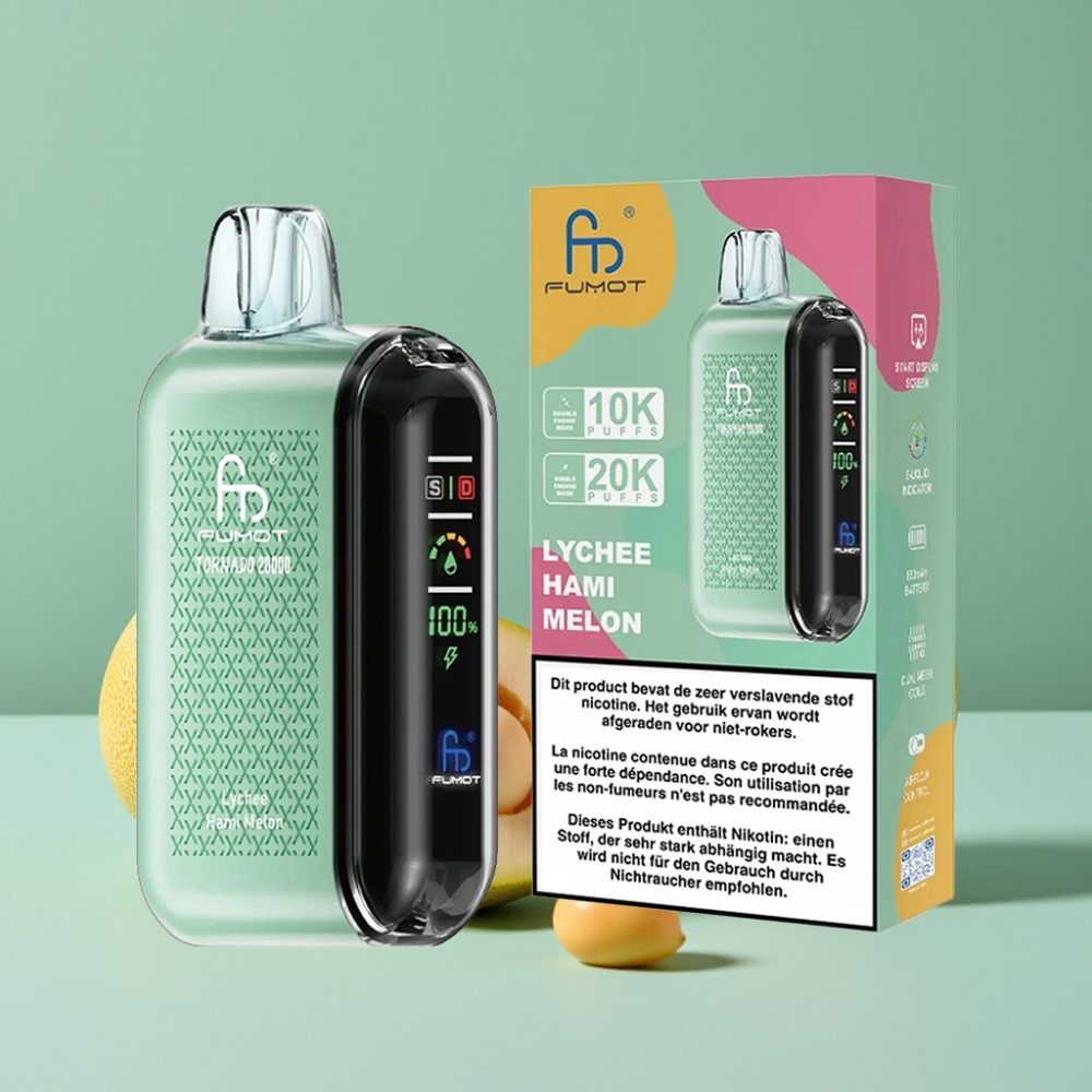 Fumot Tornado 20000 Puff Akıllı Ekran Liçi Hami Kavun 20ml 850mAh