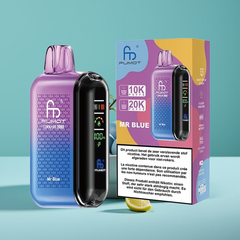 Fumot Tornado 20000 Puff Dual Mesh 20ml Bay Mavi Akıllı Ekran