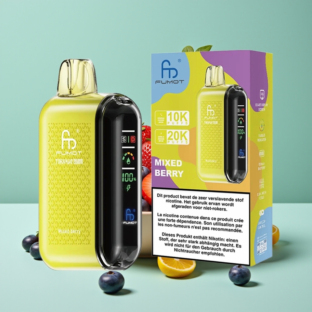 Fumot Tornado 20000 Puff Dual Mesh Coil 20ml Akıllı Ekran Karışık Meyve