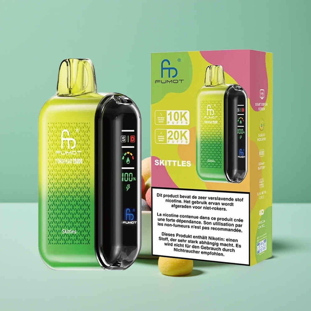 Fumot Tornado 20000 Puff Dual Mesh Coil 20ml Akıllı Ekran Skittles Aromalı