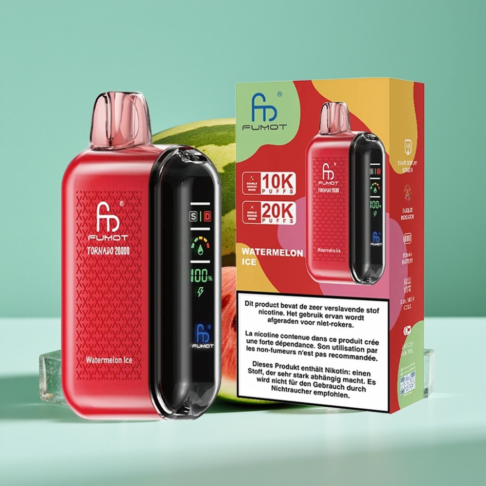 Fumot Tornado 20000 Puff Dual Mesh Coil 20ml Karpuz Buzlu Akıllı Ekran