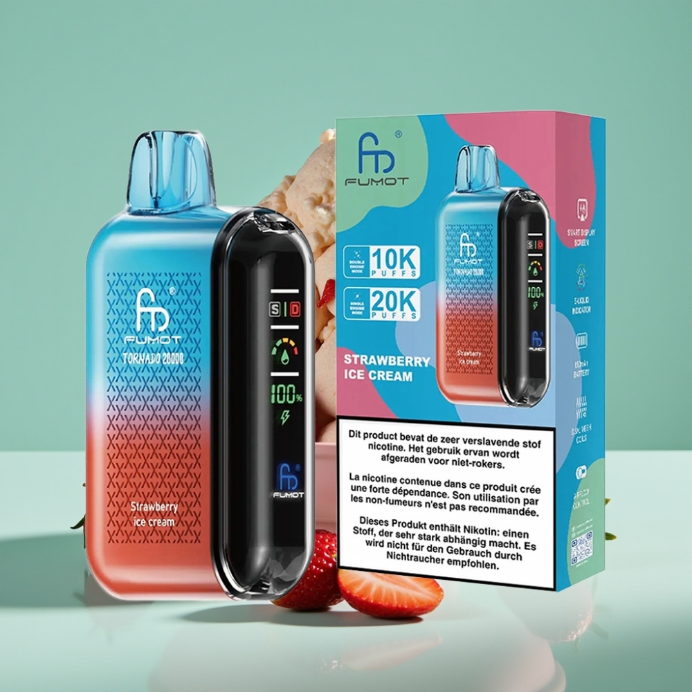 Fumot Tornado 20000 Puff Dual Mesh Coil 20ml Çilekli Dondurma