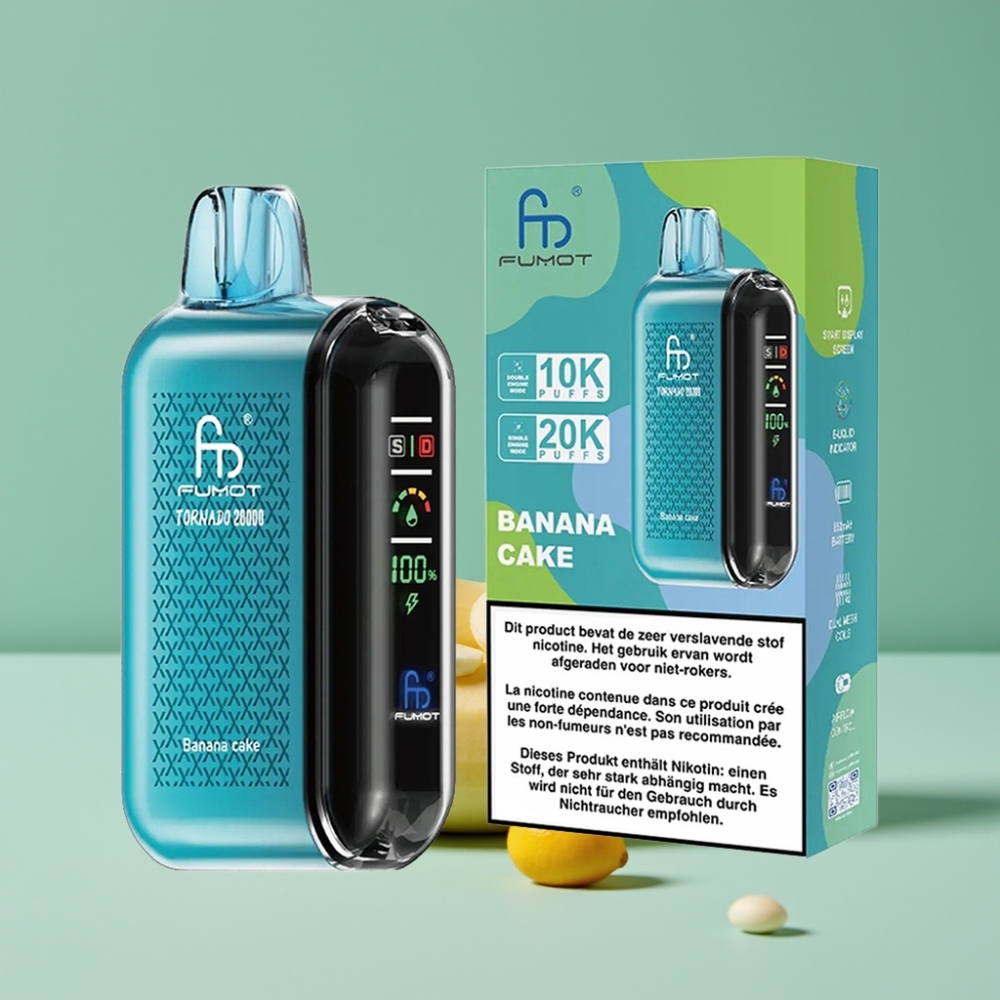 Fumot Tornado 20000 Puff Dual Mesh Coil Akıllı Ekran Muzlu Kek