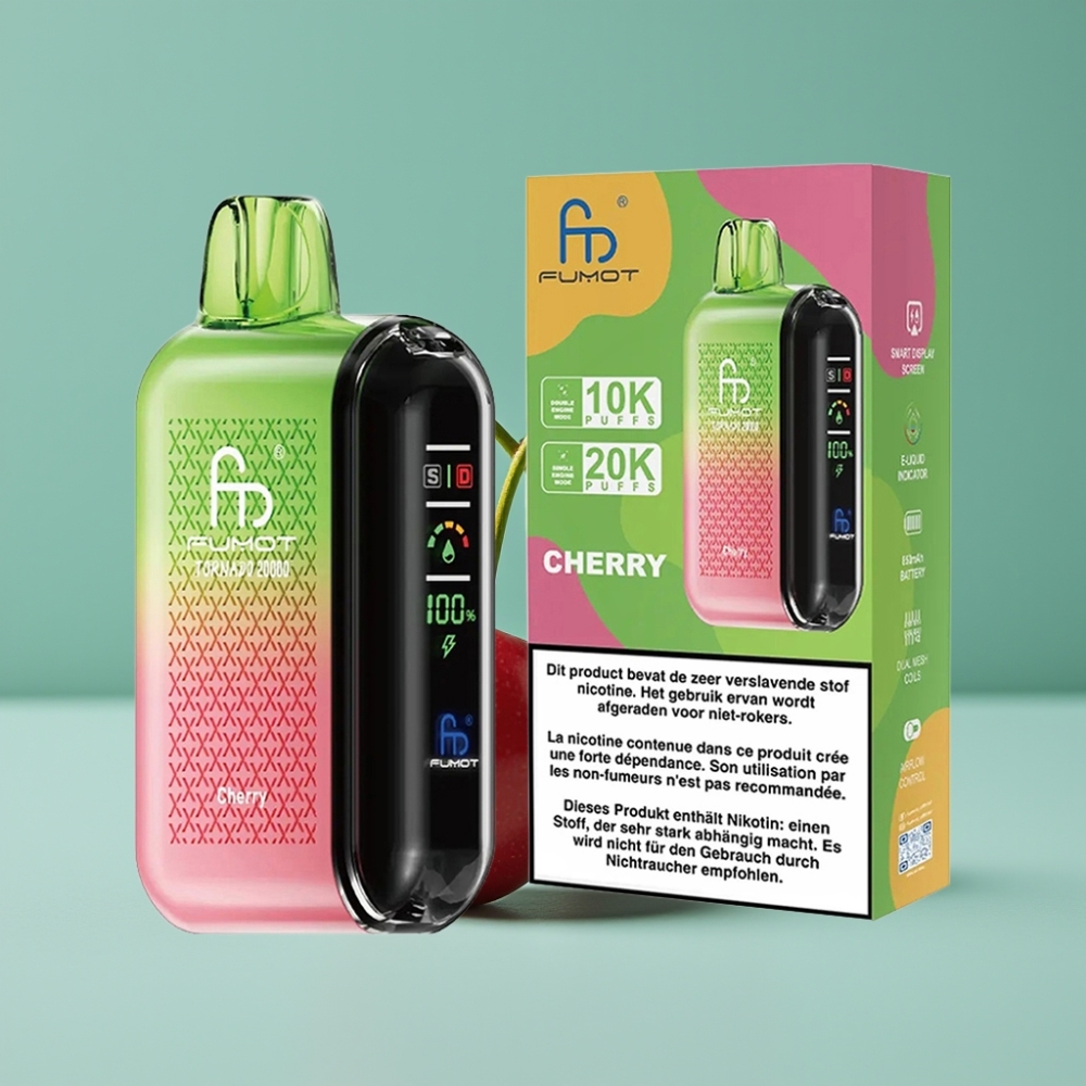 Fumot Tornado 20000 Puff Dual Mesh Coil Akıllı Ekran Vişne