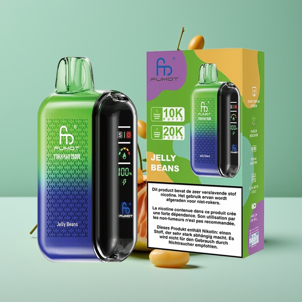 Fumot Tornado 20000 Puff Dual Mesh Coil Şeffaf Jelibon vape Türkiye toptan
