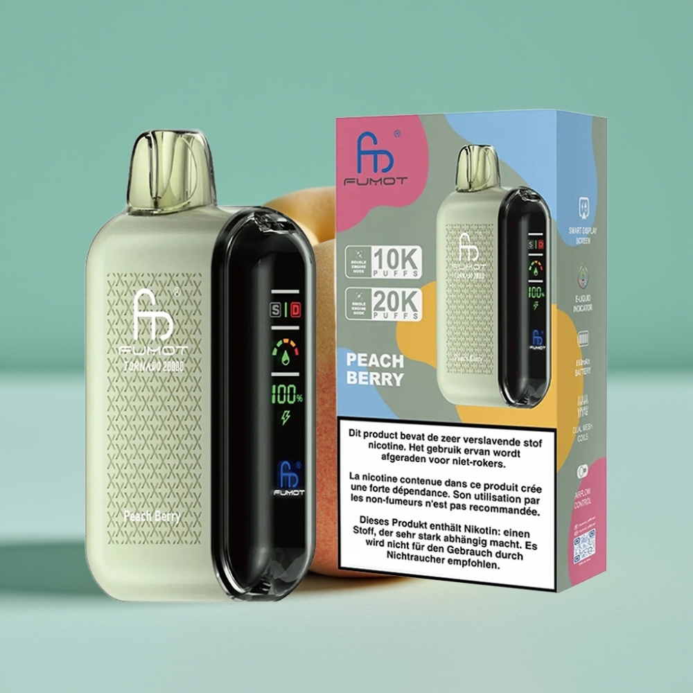Fumot Tornado 20000 Puff Dual Mesh Coil Şeftali Böğürtlen Akıllı Ekran