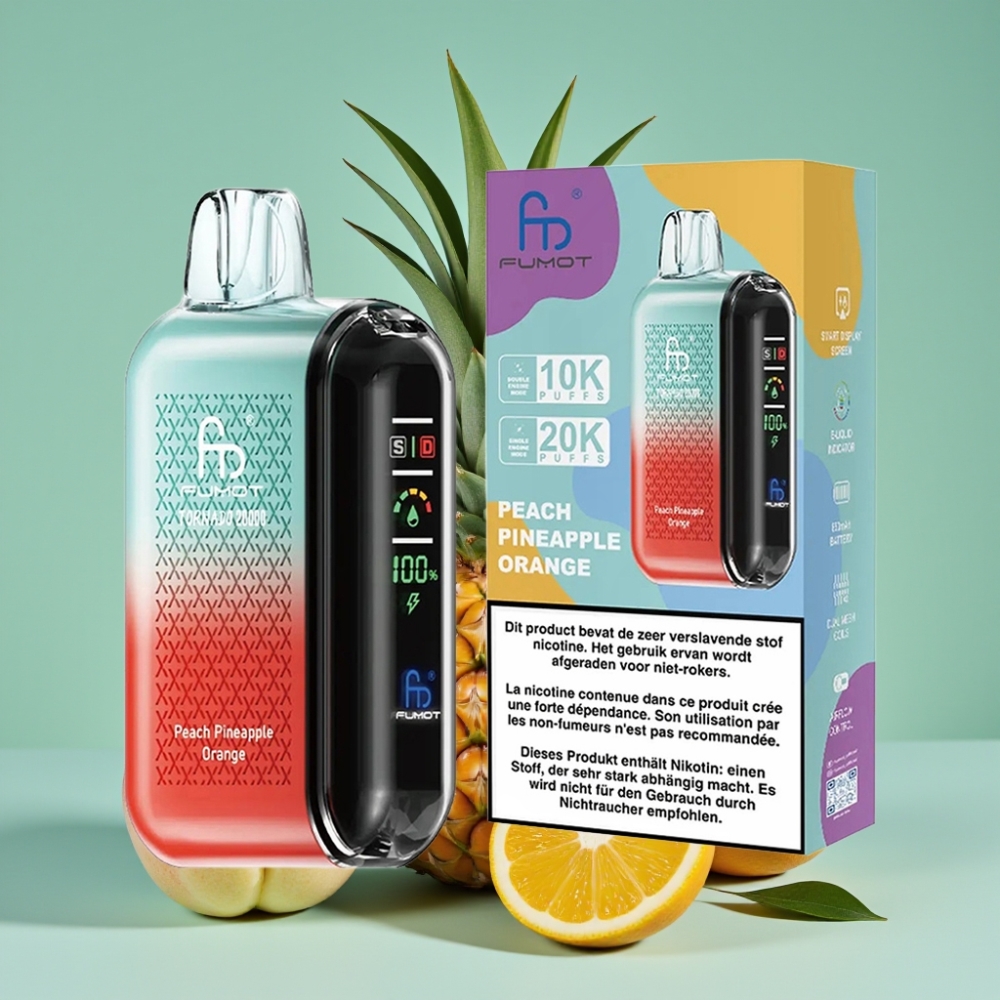 Fumot Tornado 20000 Puff Şeftali Ananas Portakal 20ml 850mAh Dual Mesh
