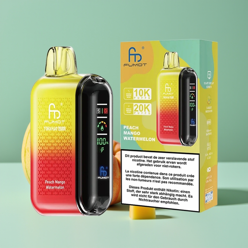 Fumot Tornado 20000 Puff Şeftali Mango Karpuz Akıllı Ekran Hava Akış Kontrolü