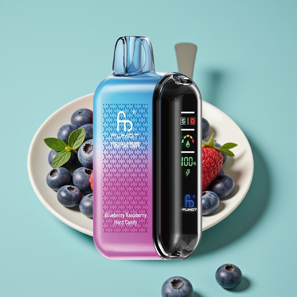 Fumot Tornado 20000 Puff Çift Mesh Bobin 20ml Ahududu Yabanmersini Şeker Aromalı