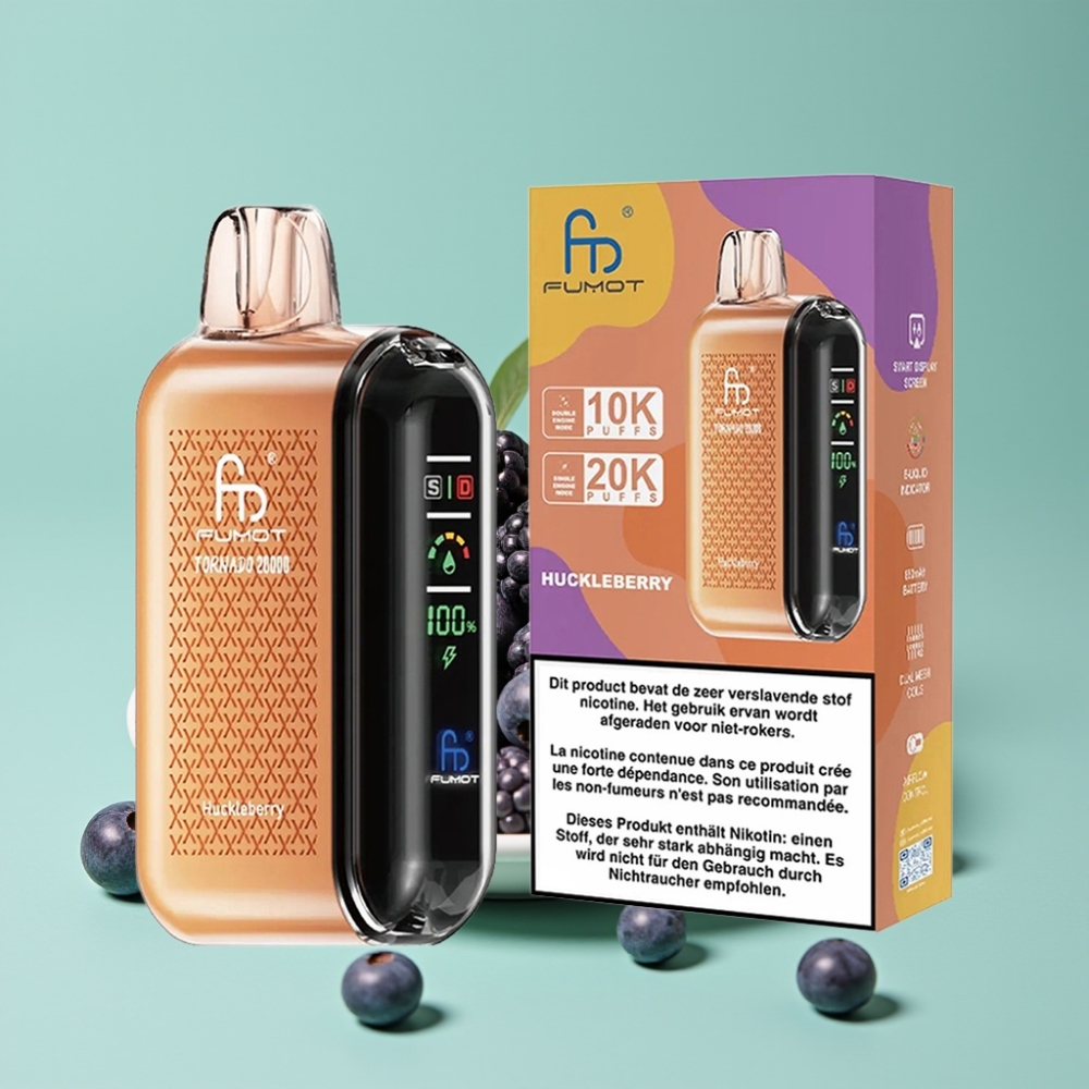 Fumot Tornado 20000 Puff Çift Mesh Bobin 20ml Ahududu vape Türkiye toptan