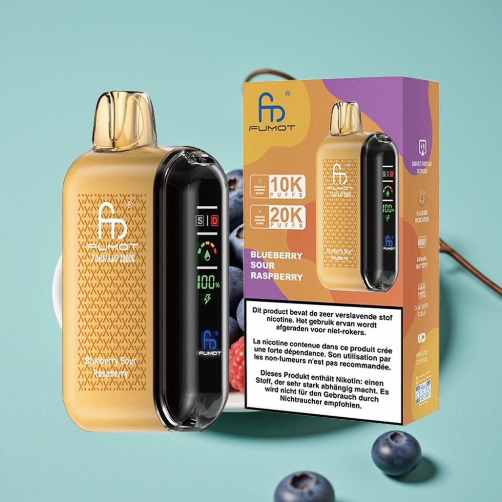 Fumot Tornado 20000 Puff Çift Mesh Bobin 20ml Yaban Mersini Ekşi Ahududu