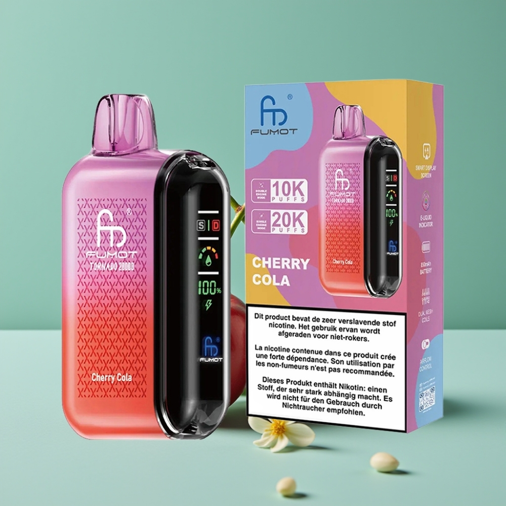 Fumot Tornado 20000 Puff Çift Mesh Bobinli 20ml Vişne Kola