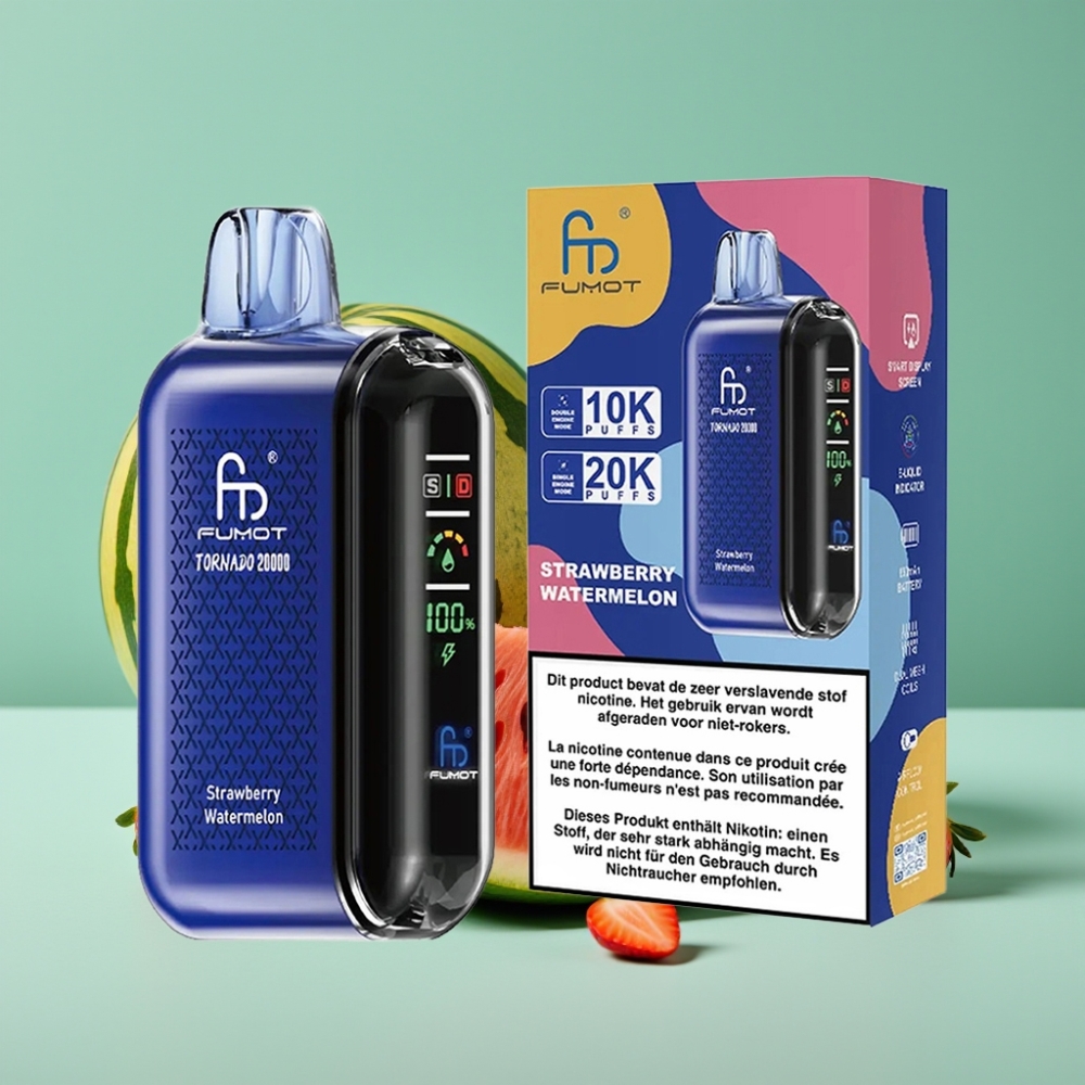 Fumot Tornado 20000 Puff Çilek Karpuz Dual Mesh Coil Akıllı Ekran