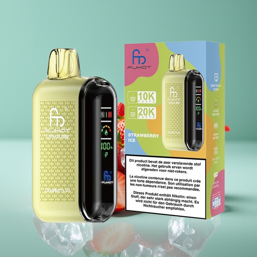 Fumot Tornado 20000 Puffs Çilek Buz Dual Mesh Coil Akıllı Ekran