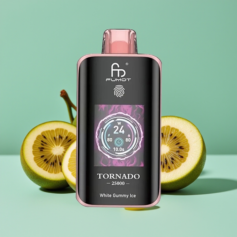 Fumot Tornado 25000 Puff HD Ekran 700mAh Şarj Edilebilir Kivi Çarkıfelek Guava Aromalı