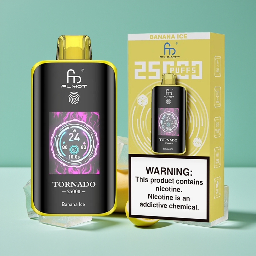 Fumot Tornado 25000 Puff HD Ekran 700mAh Şarjlı Muz Buz vape Türkiye toptan