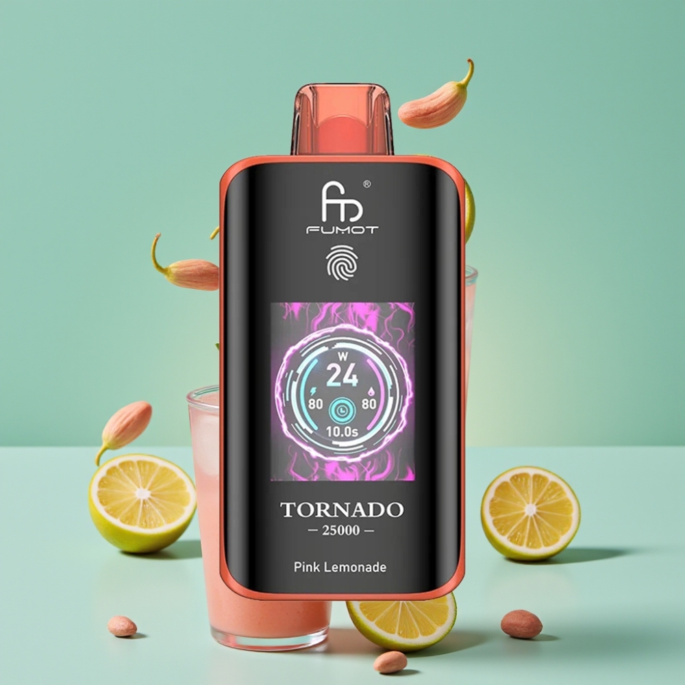 Fumot Tornado 25000 Puff HD Ekran 700mAh Şarjlı Pembe Limonata