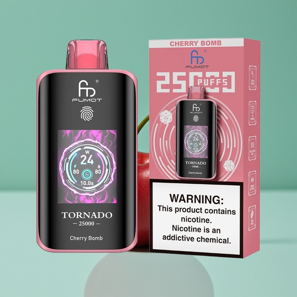 Fumot Tornado 25000 Puff HD Ekran 700mAh Şarjlı Vişne Bombası
