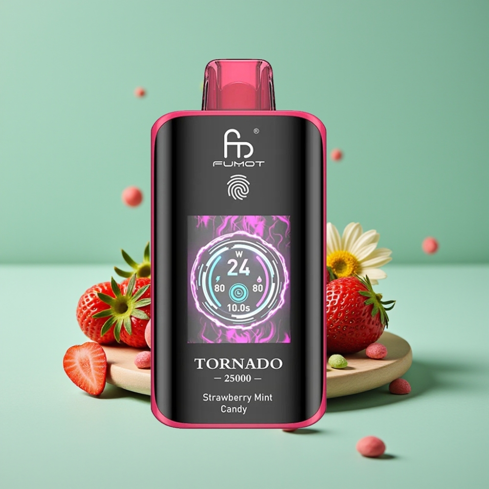 Fumot Tornado 25000 Puff HD Ekran 700mAh Şarjlı Çilek Naneli Şeker