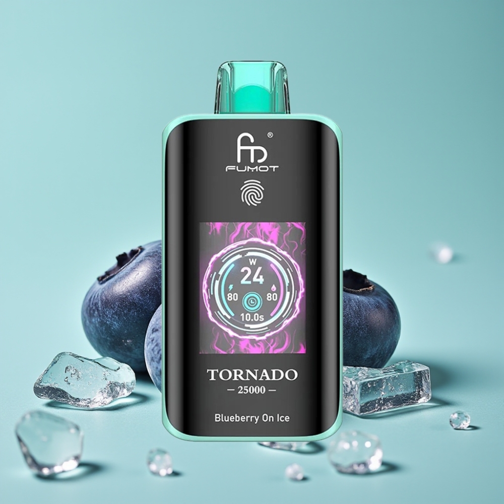 Fumot Tornado 25000 Puffs HD Ekran 700mAh Şarj Edilebilir Yaban Mersini Buzlu