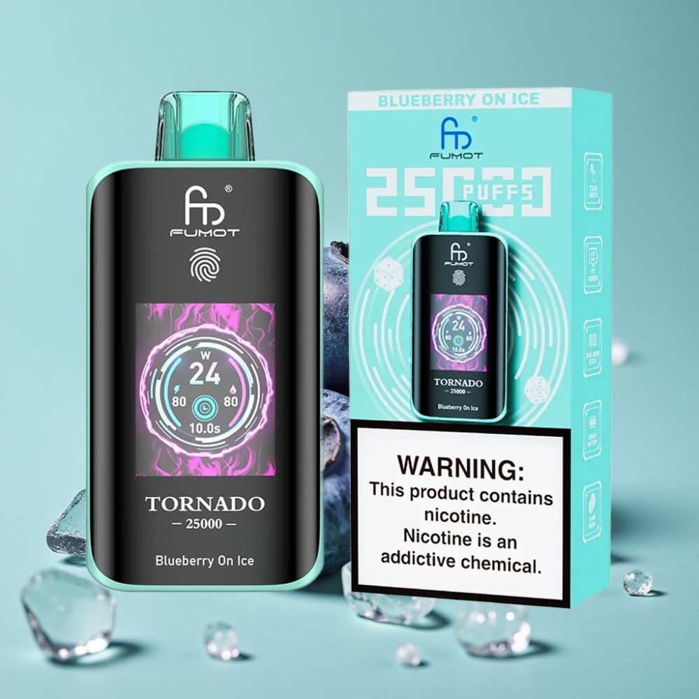 Fumot Tornado 25000 Puffs HD Ekran 700mAh Şarj Edilebilir Yaban Mersini Buzlu