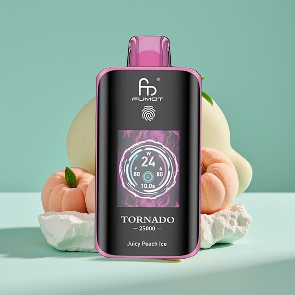 Fumot Tornado 25000 Puffs HD Ekran 700mAh Şarjlı Şeftali Buz Aromalı
