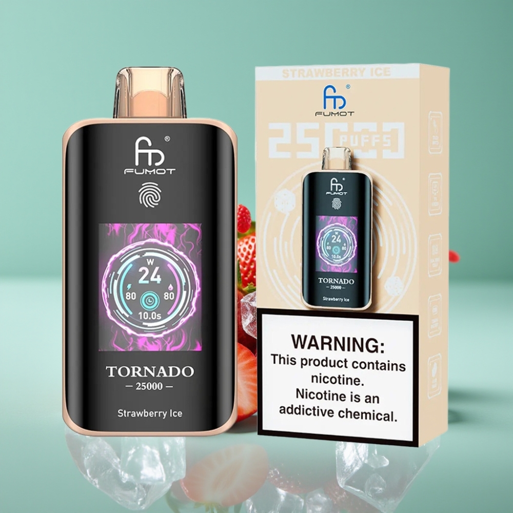 Fumot Tornado 25000 Puffs HD Ekran 700mAh Şarjlı Çilek Buz