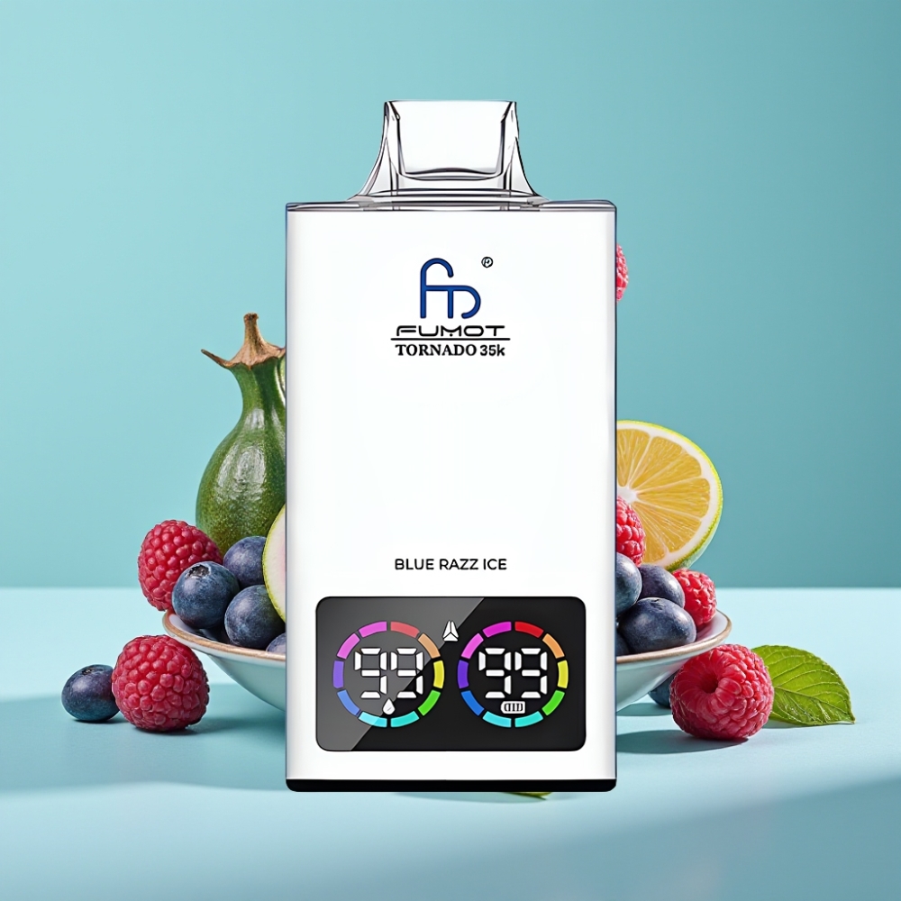 Fumot Tornado 35K 35000 Puff Çift Mesh Bobinli Mavi Ahududu Buz Disposable Vape
