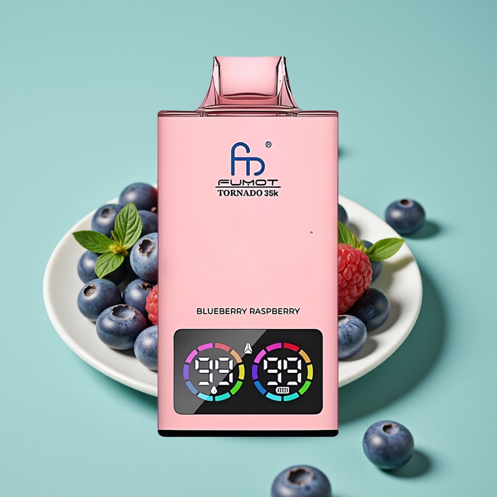 Fumot Tornado 35K 35000 Puff Çift Mesh Bobinli USB-C Hızlı Şarj 15ml Yaban Mersini Ahududu