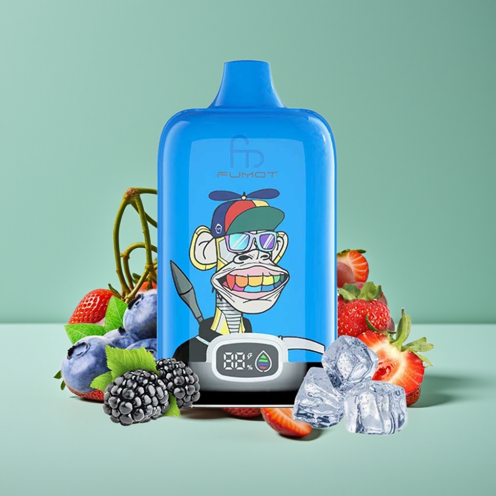 Fumot Tornado Digital Box 12000 Puff 20ml Çilek Üzüm Aromalı Mesh Coil Type-C