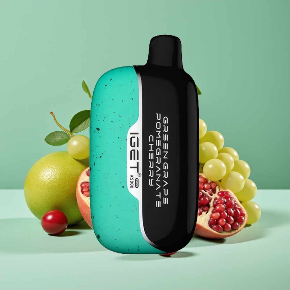 IGET Moon K5000 Puffs Yeşil Üzüm Nar Kiraz Aromalı 81.5g 49.5x25.3x99.4mm