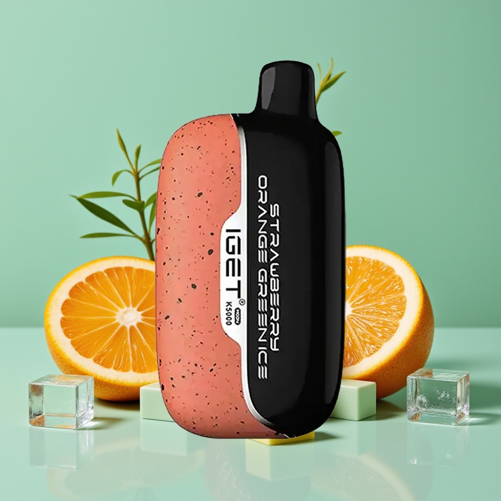 IGET Moon K5000 Puffs Çilek Portakal Yeşil Buz Disposable Vape 81.5g 1.35 Ohm Mesh Coil