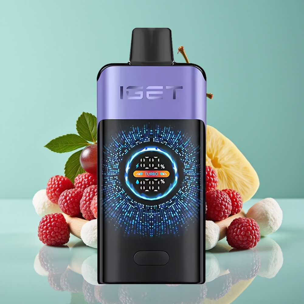 IGET ONE 12000 Puff Ahşap Ekranlı Ahududu Üzüm Buz Disposable Vape