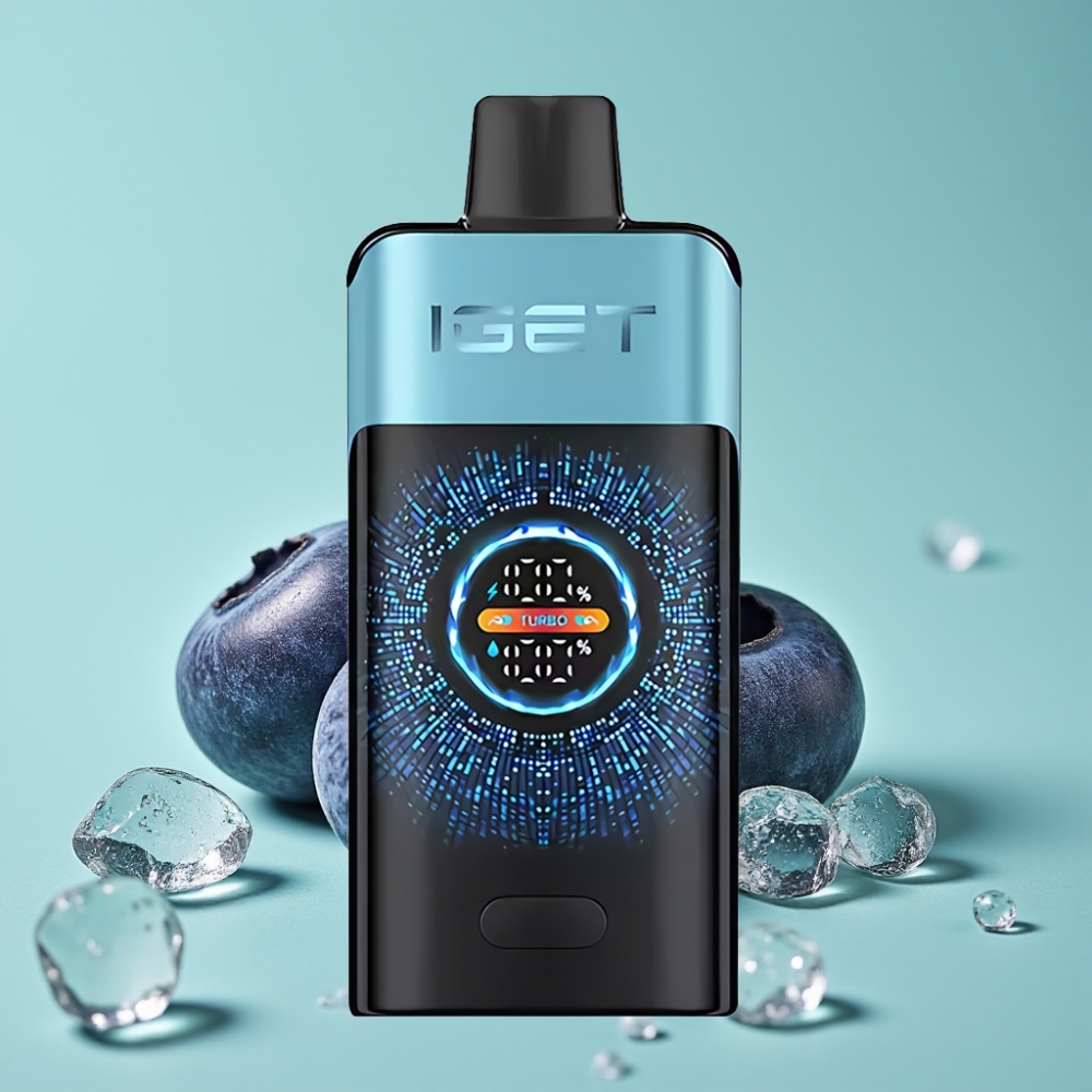 IGET ONE 12000 Puff Turbo Mod Yenilebilir Vape Maviyemiş Buzu Renkli Ekran