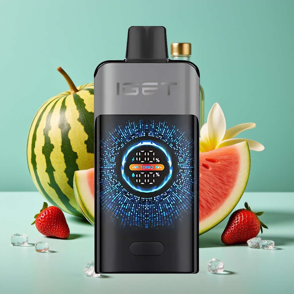 IGET ONE 12000 Puff Çilek Karpuz Buz Disposable Vape 2700 mAh Büyük Eğimli Renkli Ekran