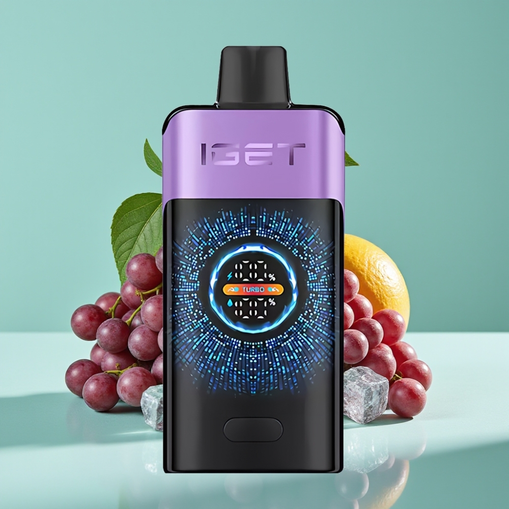 IGET ONE 12000 Puff Üzüm Buzlu Disposable Vape, 2700 mAh, Büyük Renkli Ekran