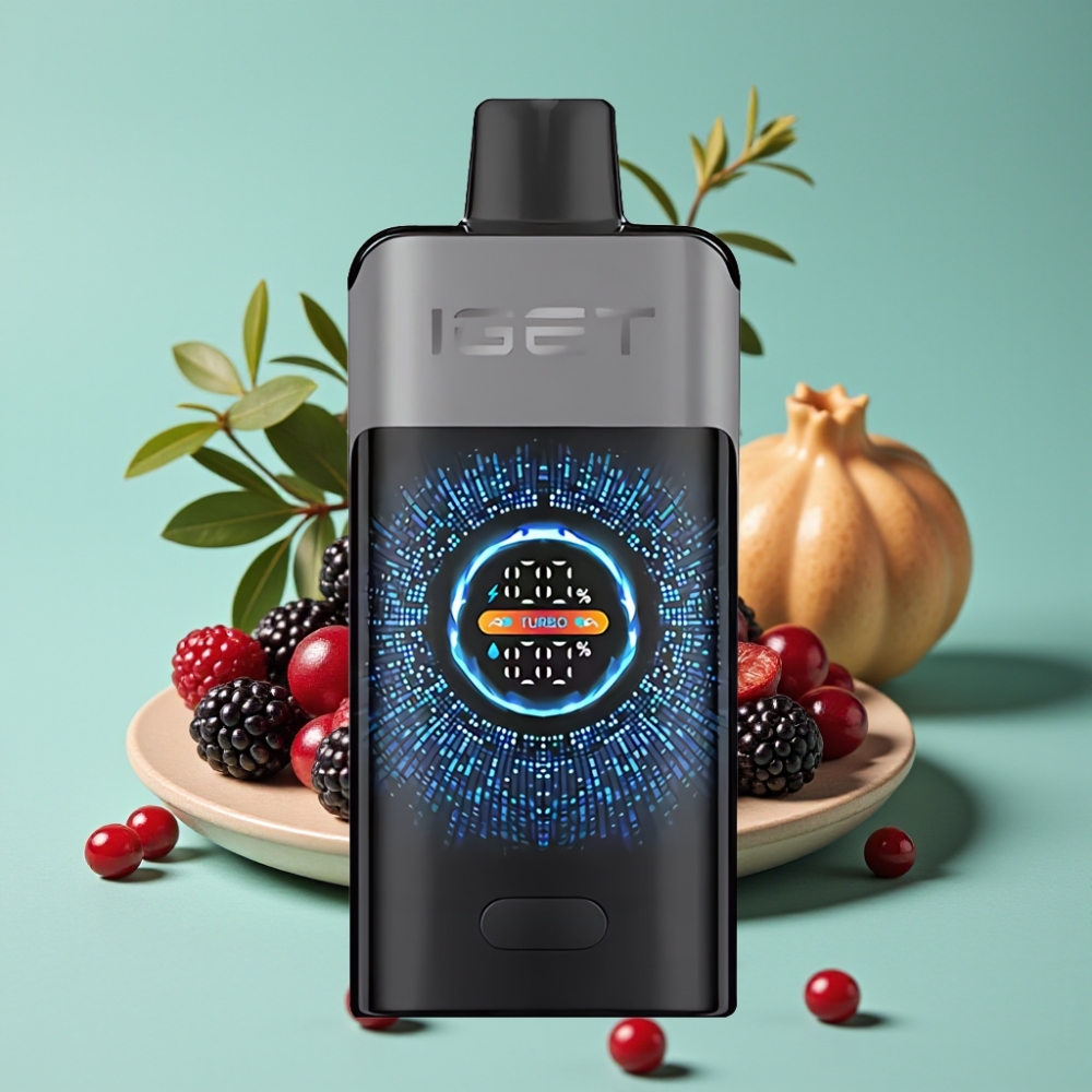 IGET ONE 12000 Puffs 2700 mAh Büyük Eğimli Renkli Ekran Böğürtlen Kiraş Nar