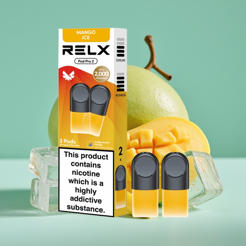 RELX Pod Pro 2 600 Puf 1.8% Nikotin 1.9ml Mango Buzu vape Türkiye toptan