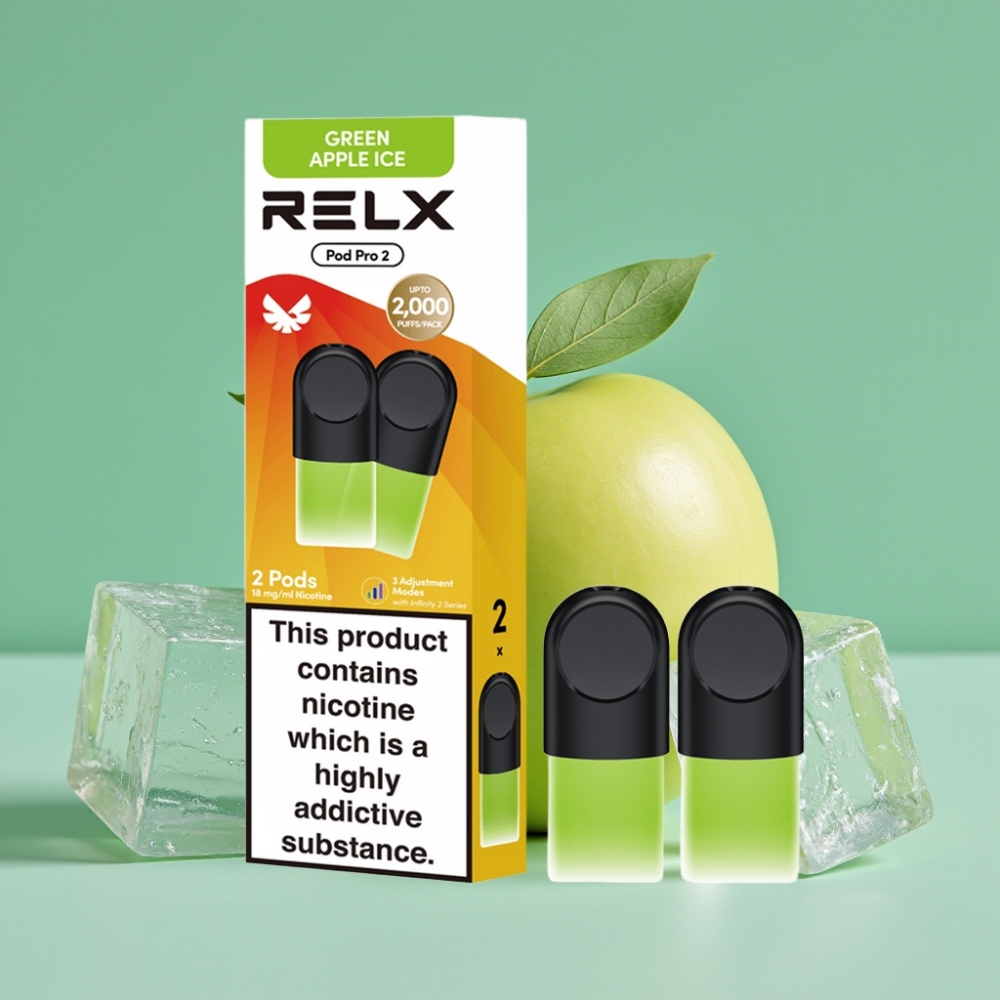 RELX Pod Pro 2 600 Puff 1.8% Nikotin 1.9ml Yeşil Elma Buz