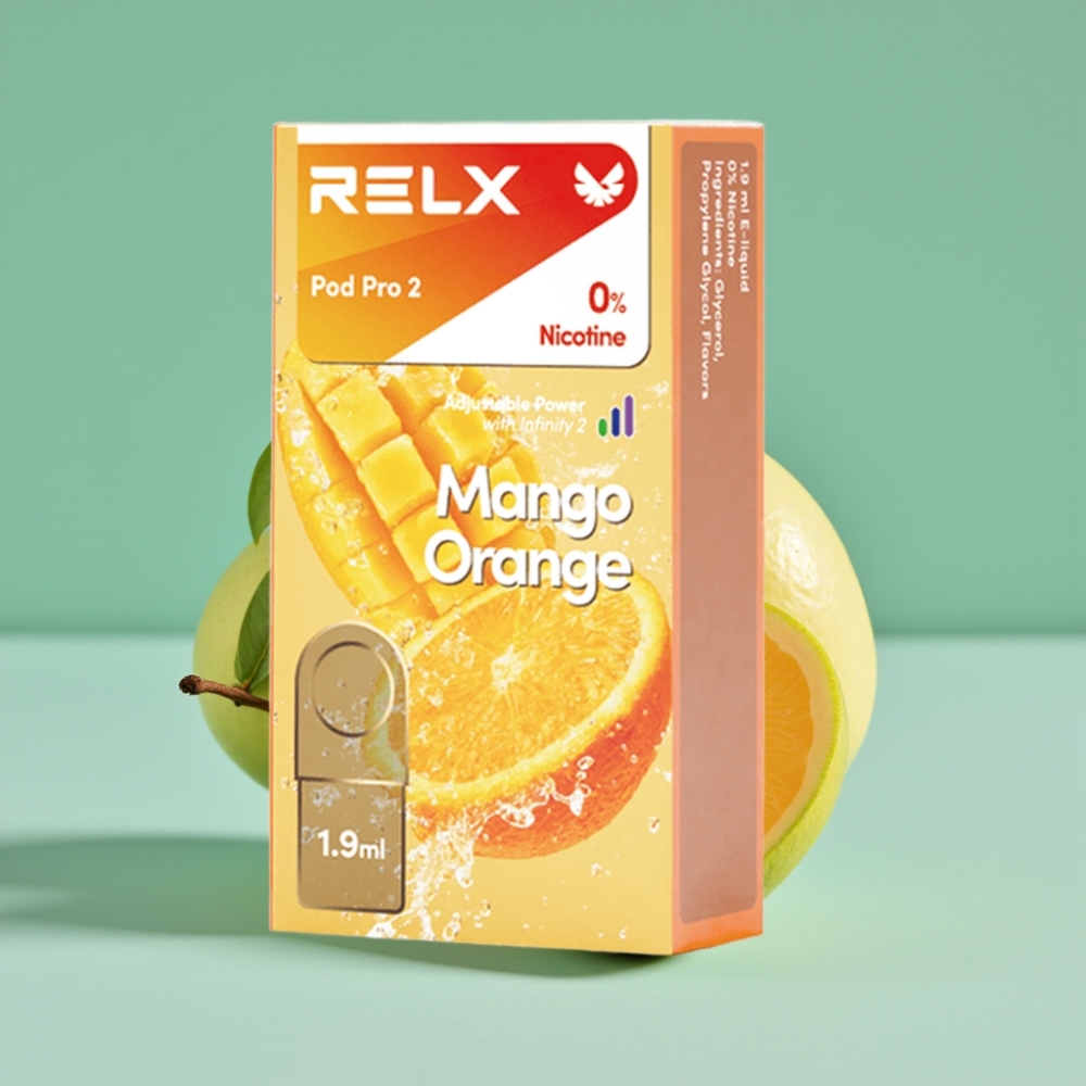 RELX Pod Pro 2 600 Puff 1.9ml 3 Voltaj Ayarı Mango Portakal Nicotinsiz