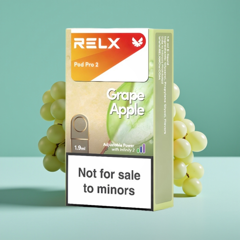 RELX Pod Pro 2 600 Puff 1.9ml Üzüm Elma Aromalı 0% Nikotin