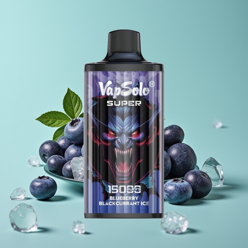 Vapsolo Super 15000 Puffs 40ml Yaban Mersini Böğürtlen Buz Tip-C Şarj