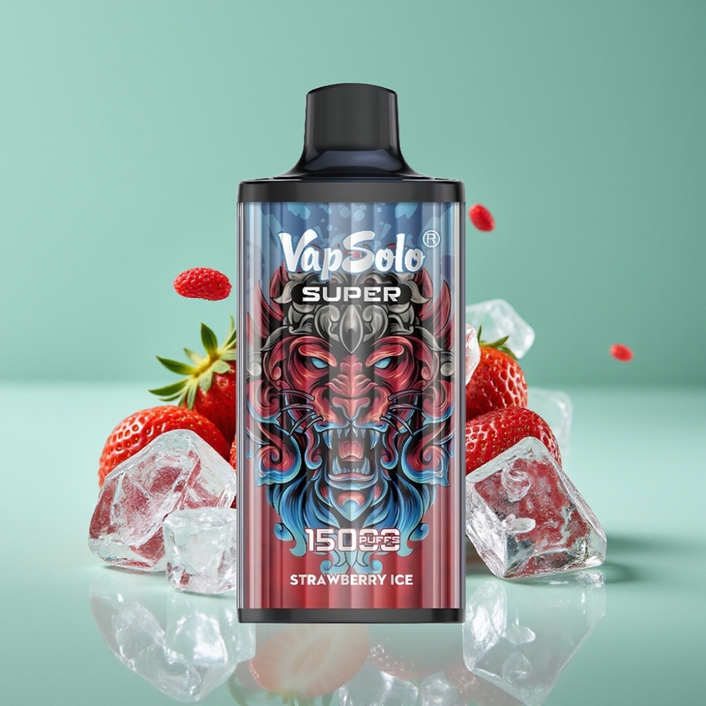 Vapsolo Super 15000 Puffs Çilek Buz 40ml 850mah Type-C vape Türkiye toptan