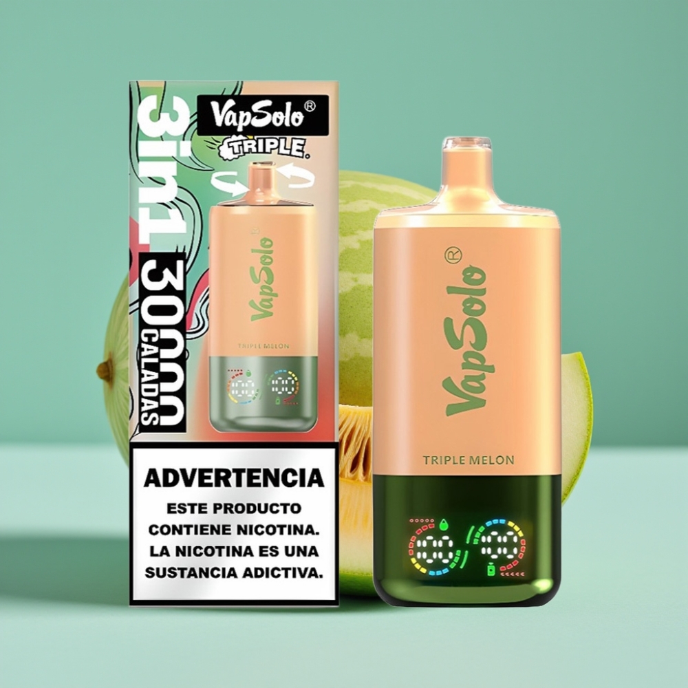 VapSolo Triple 30000 Puff Üçlü Kavun 40ml Type-C vape Türkiye toptan