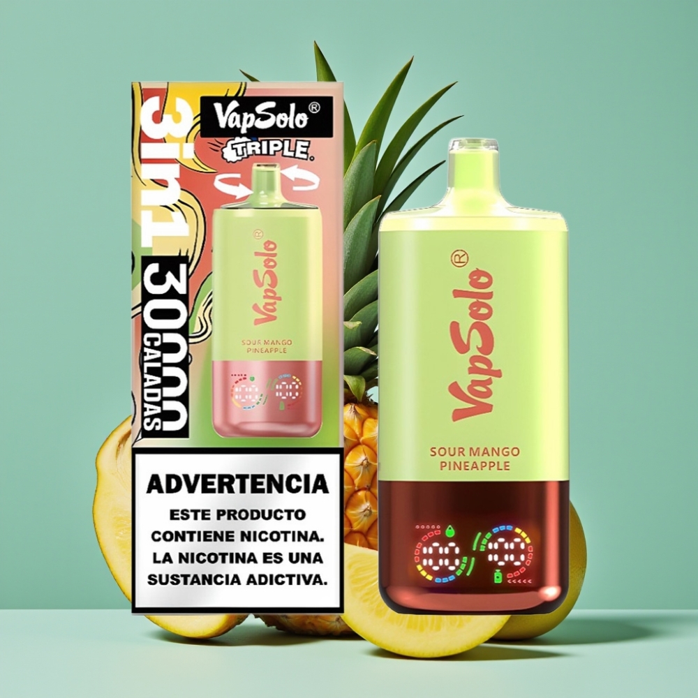 VapSolo Triple 30000 Puffs 40ml Ekşi Mango Ananas vape Türkiye toptan