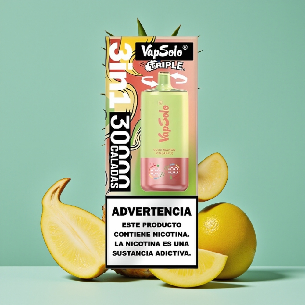VapSolo Triple 30000 Puffs 40ml Ekşi Mango Ananas vape Türkiye toptan